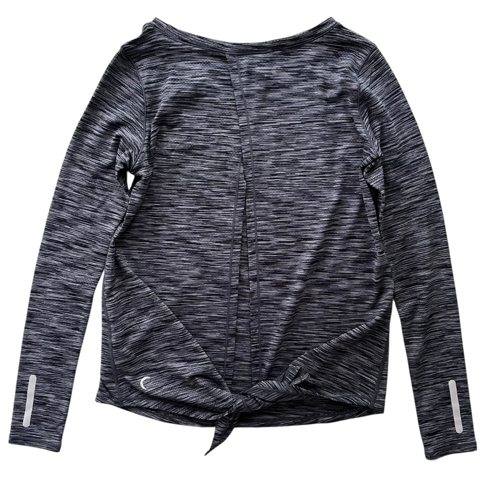 Zyia Active Women’s XXS Charcoal Gray Split Back Long Sleeves Athletic Shirt Top